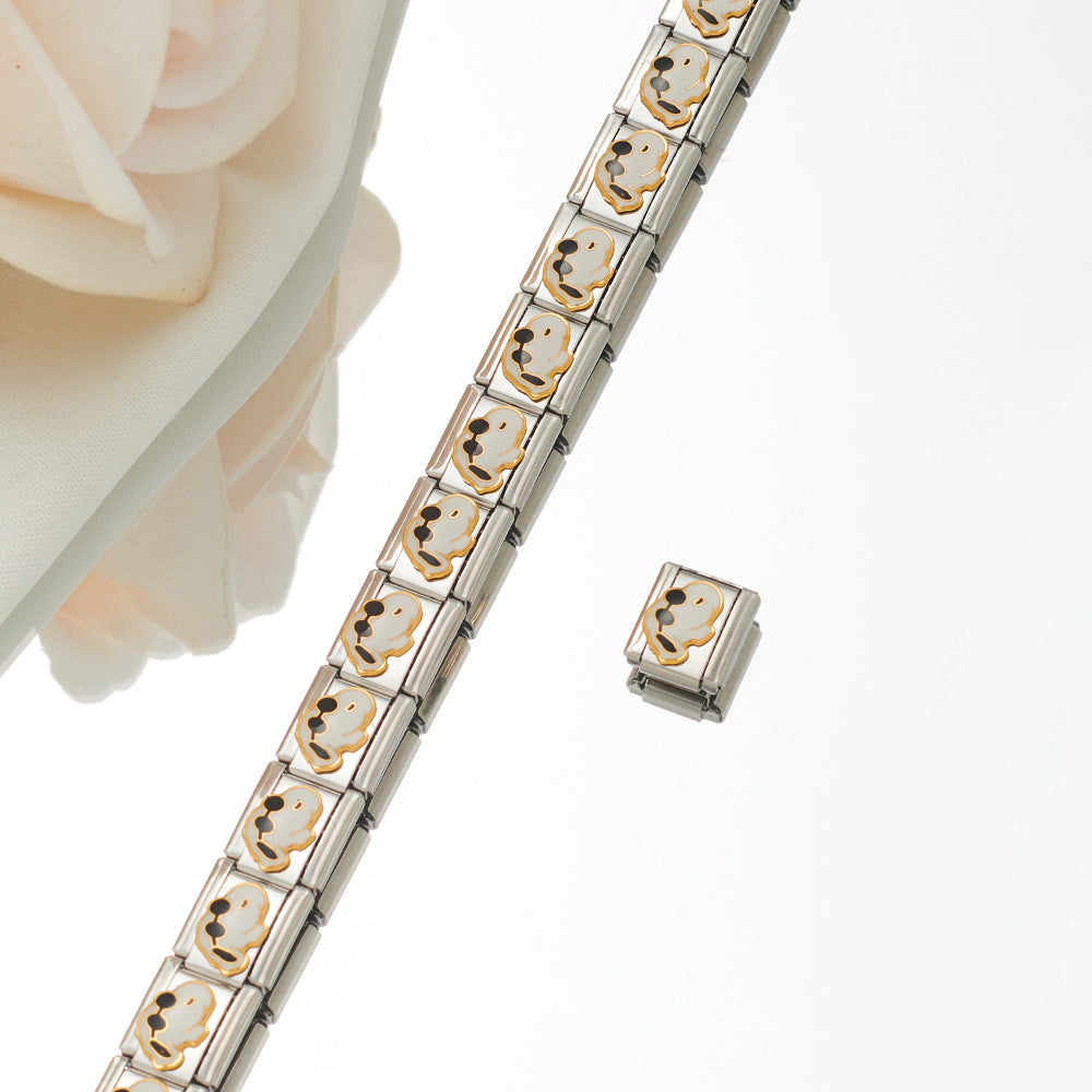 Wholesale Personalized Hand-stitched DIY Pattern Stainless Steel Combination Bracelet